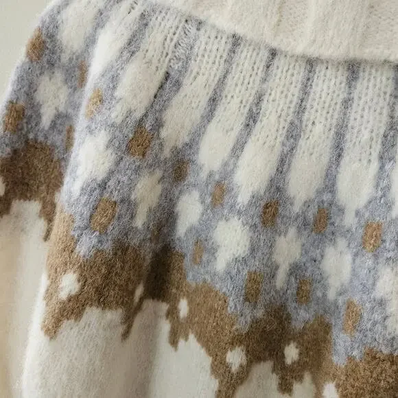 Banana Republic Women's Fair Isle Turtleneck Sweater, Size L Alpaca Fuzzy - Picture 3 of 10